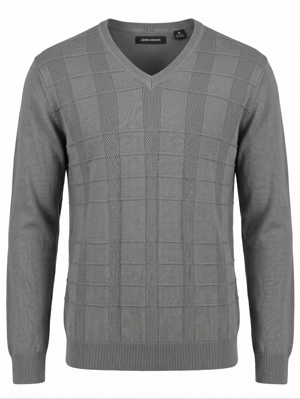 John Henry Men's V-Neck Knit Sweater in Gray